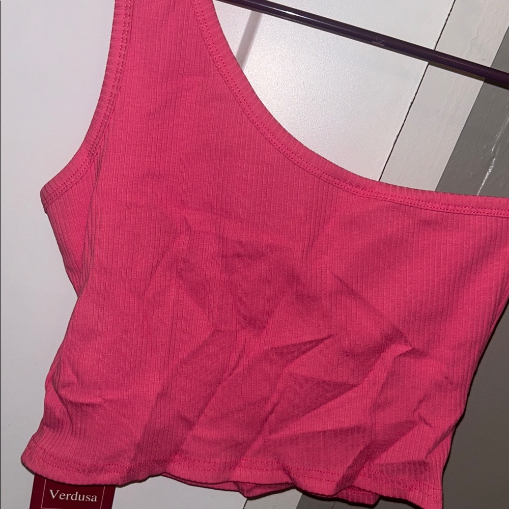 NWT Verdusa One Shoulder Crop Top Pink - Medium - Picture 4 of 5